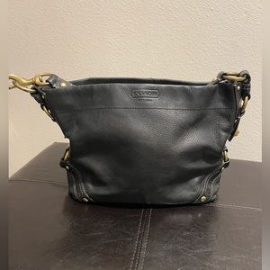 Coach Black Leather Shoulder Bag.